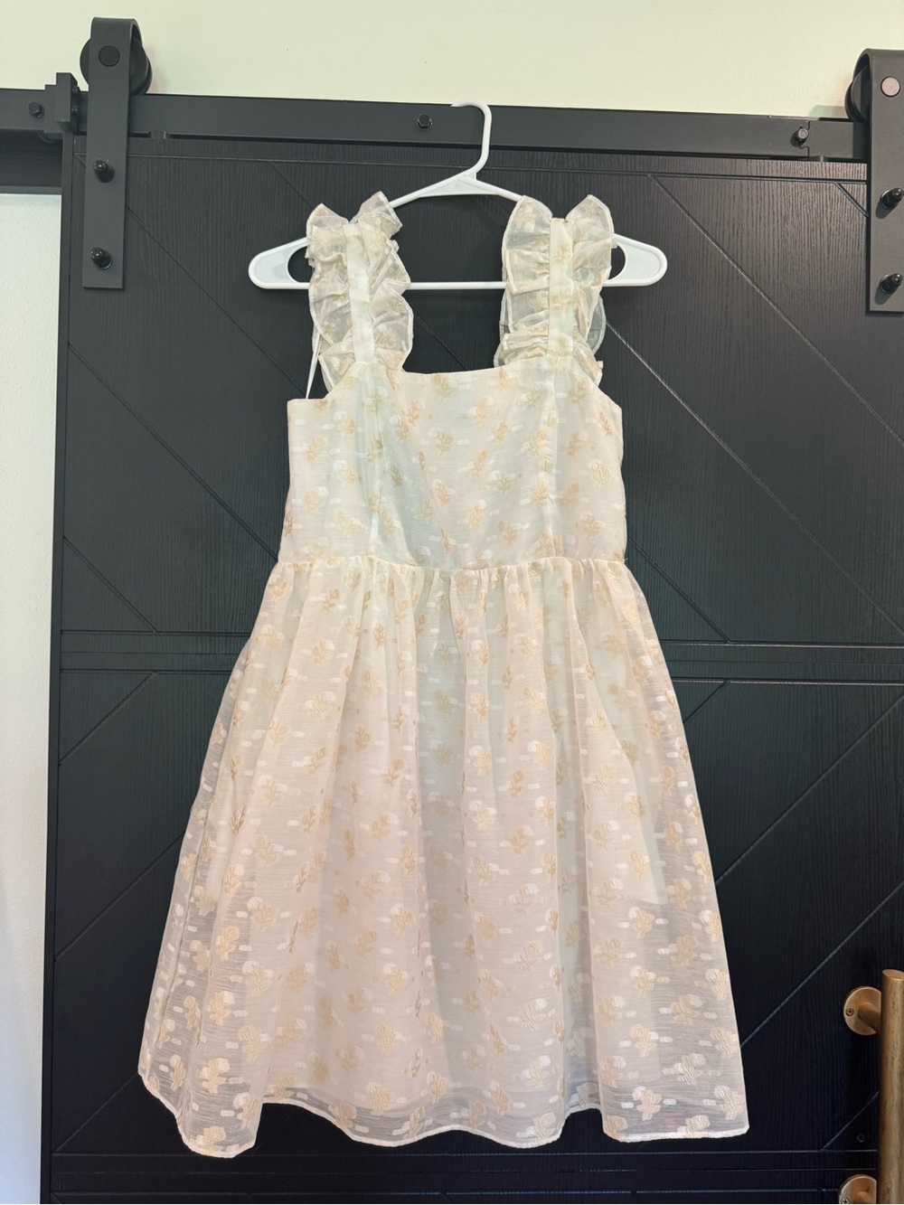 English Factory Cream Floral Ruffle Strap Dress. Medium. Worn Once.
